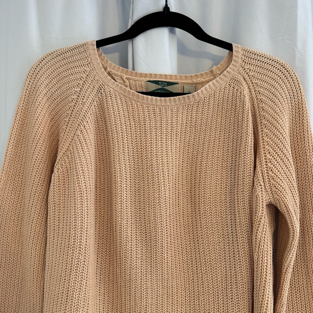 525 America Beige Cotton Tunic Sweater Split Back Medium - Picture 5 of 12